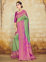 Green Banarasi Art Silk Woven Saree