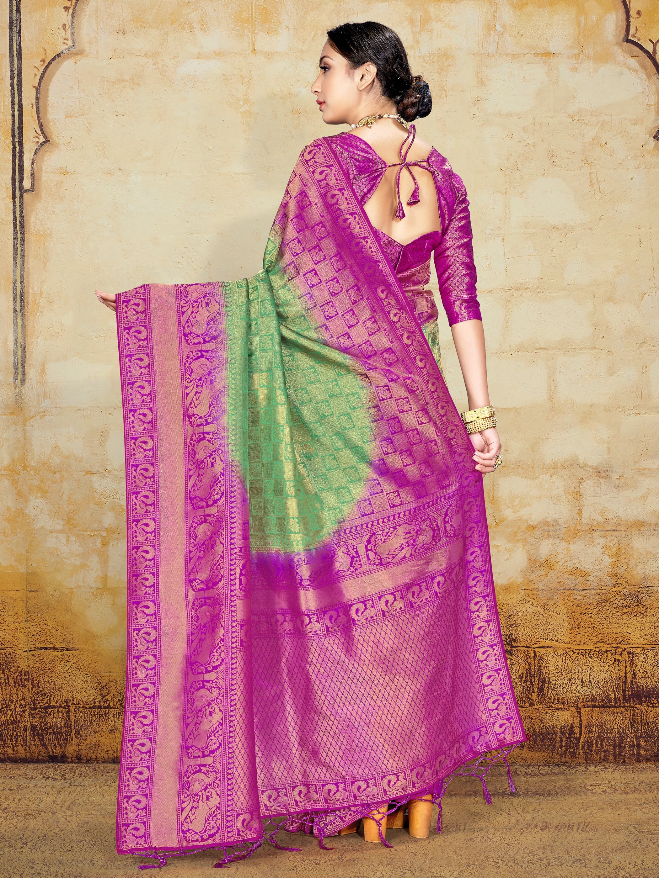 Green Banarasi Art Silk Woven Saree