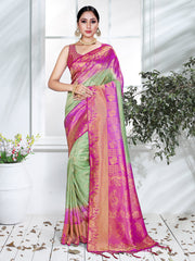 Green Banarasi Art Silk Woven Saree