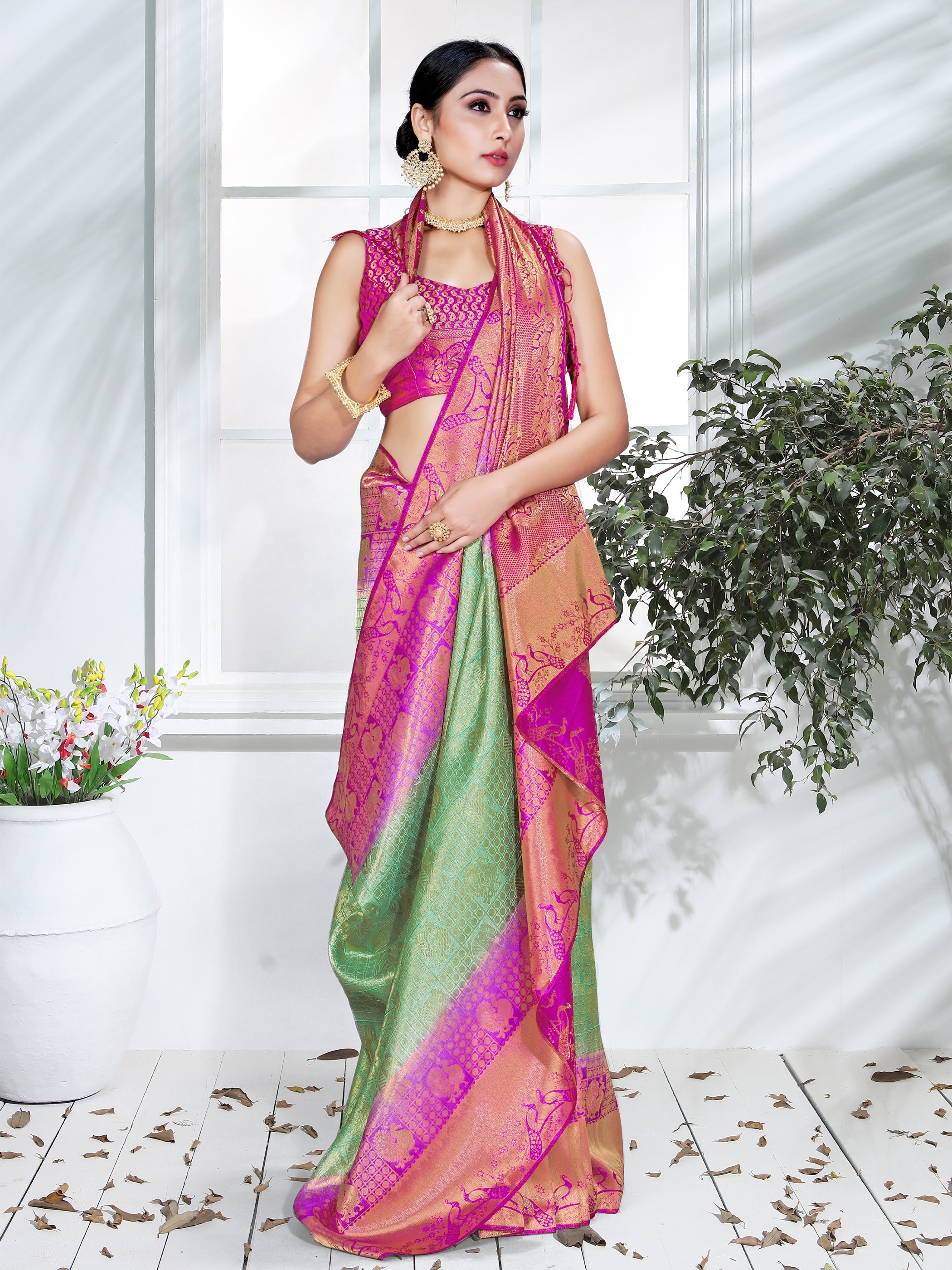 Green Banarasi Art Silk Woven Saree