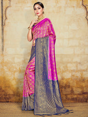 Pink Banarasi Art Silk Woven Saree