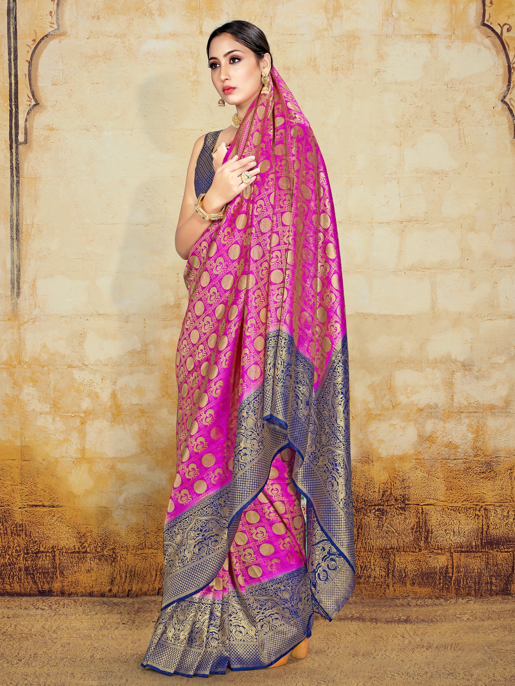 Pink Banarasi Art Silk Woven Saree