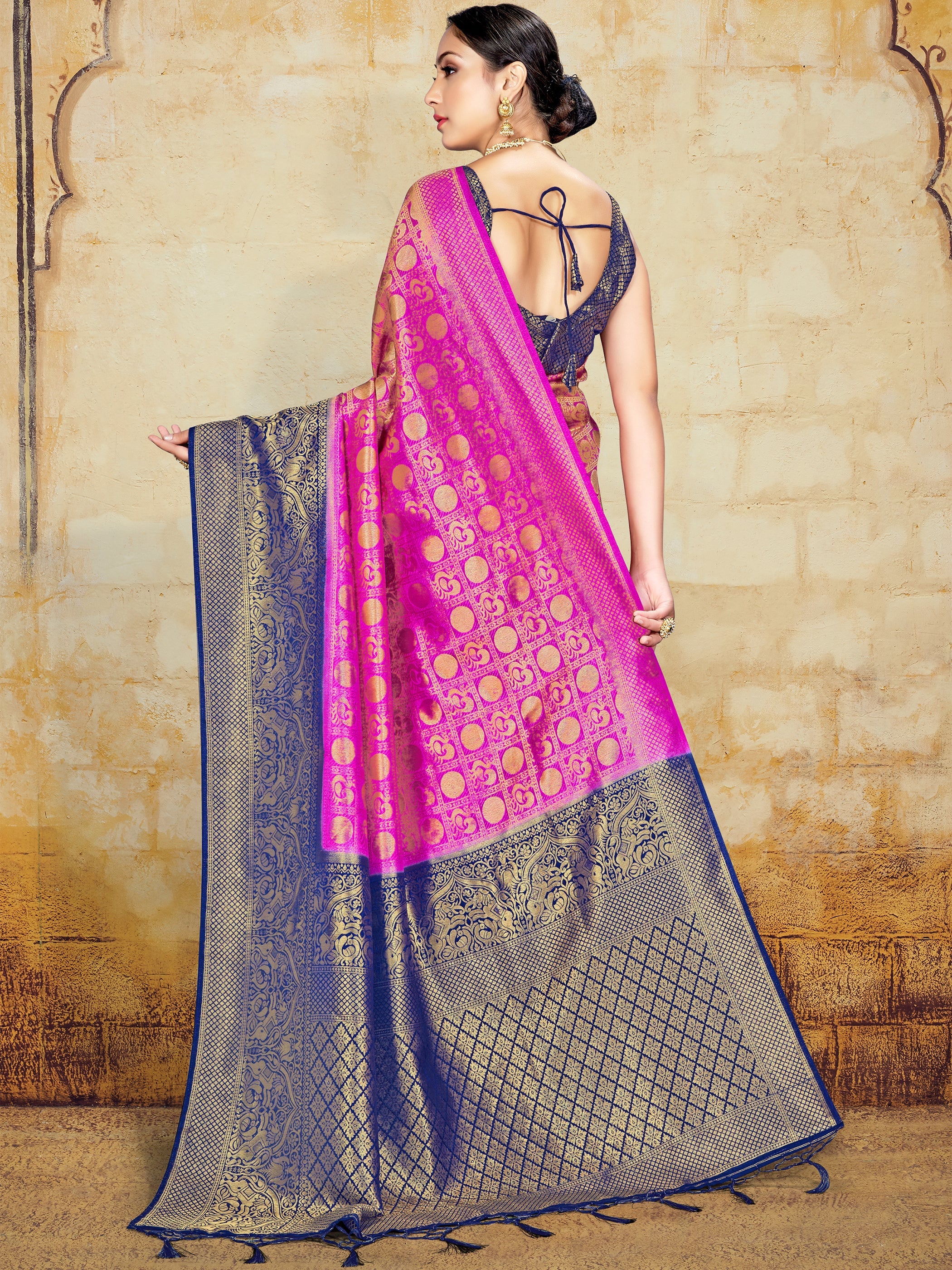 Pink Banarasi Art Silk Woven Saree