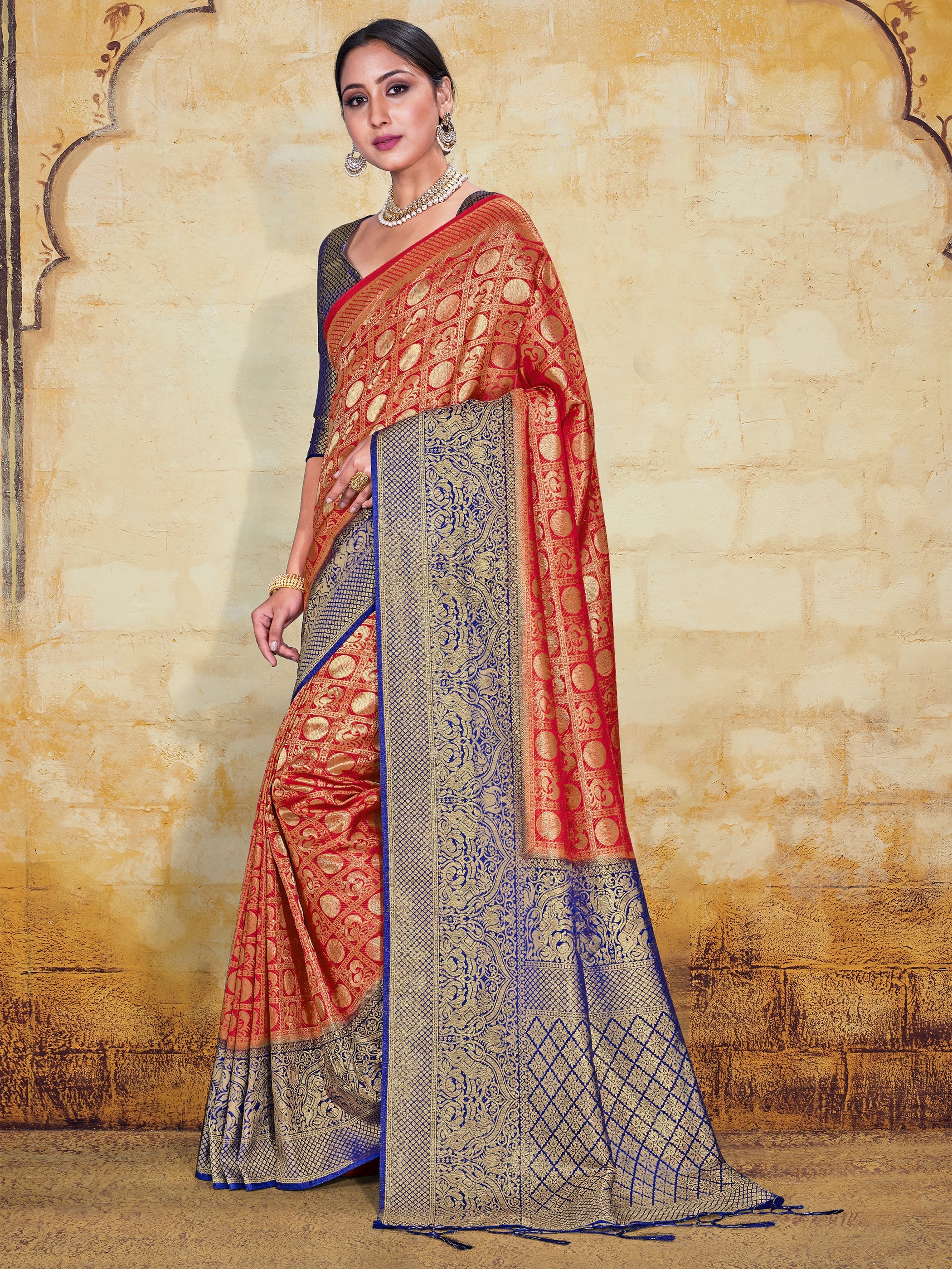 Red Banarasi Art Silk Woven Saree