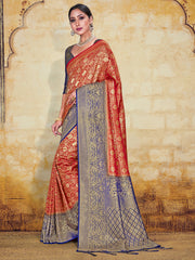 Red Banarasi Art Silk Woven Saree