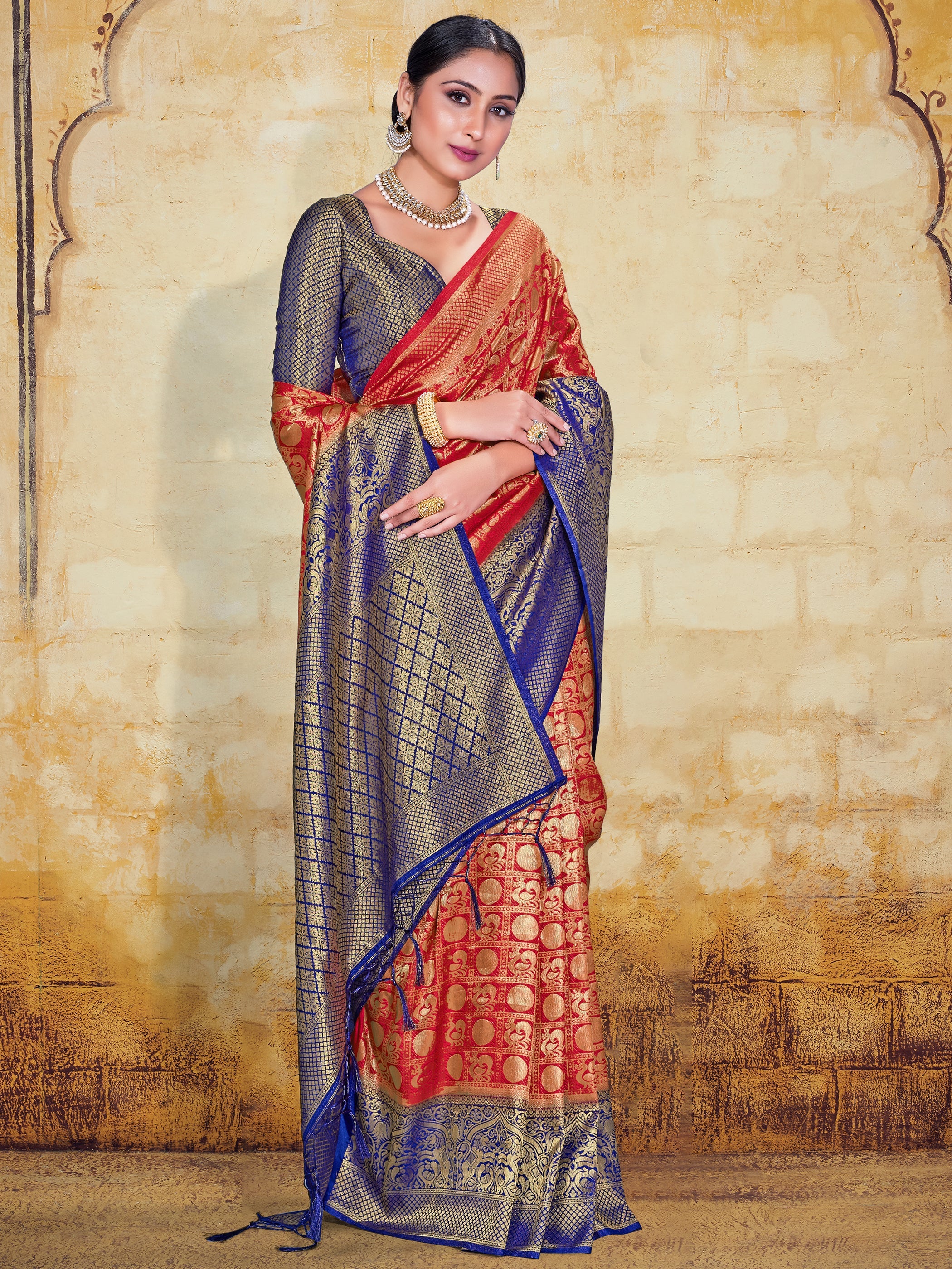 Red Banarasi Art Silk Woven Saree