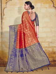 Red Banarasi Art Silk Woven Saree