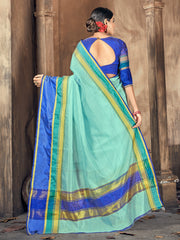 Sea Green Cotton Silk Woven Saree