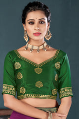 Green Art Silk Half Sleeve Solid Blouse