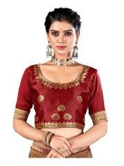 Maroon Art Silk Half Sleeve Solid Blouse