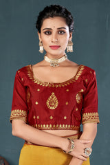 Maroon Art Silk Half Sleeve Solid Blouse