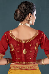 Maroon Art Silk Half Sleeve Solid Blouse