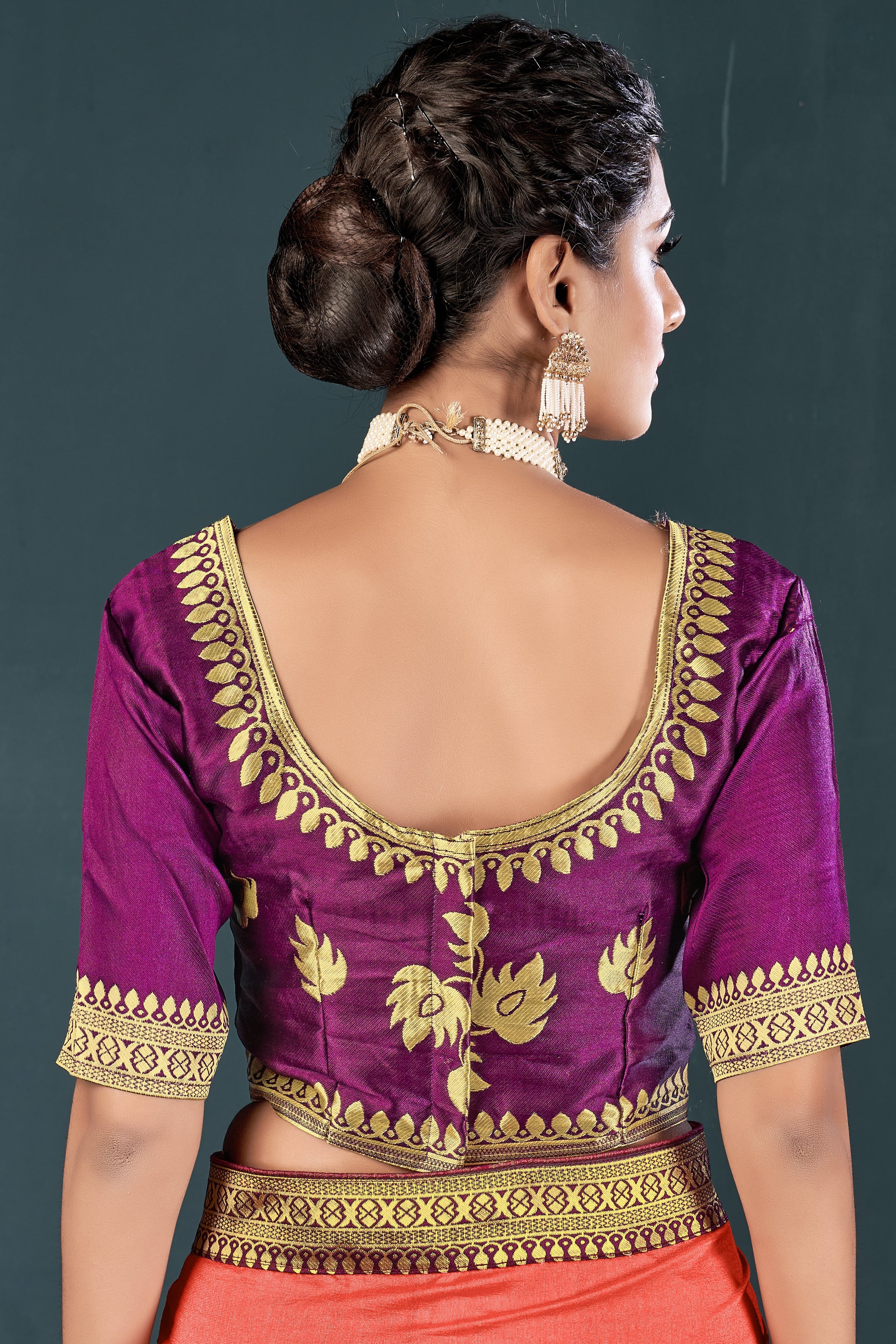 Purple Art Silk Half Sleeve Solid Blouse