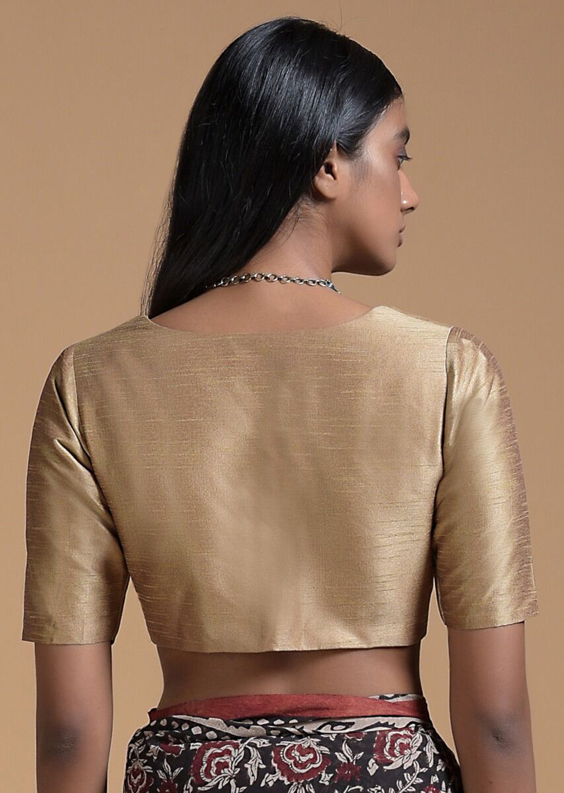 Gold Banglori Silk Half Sleeve Solid Blouse