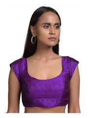 Purple Banglori Silk Cap Sleeve Solid Blouse