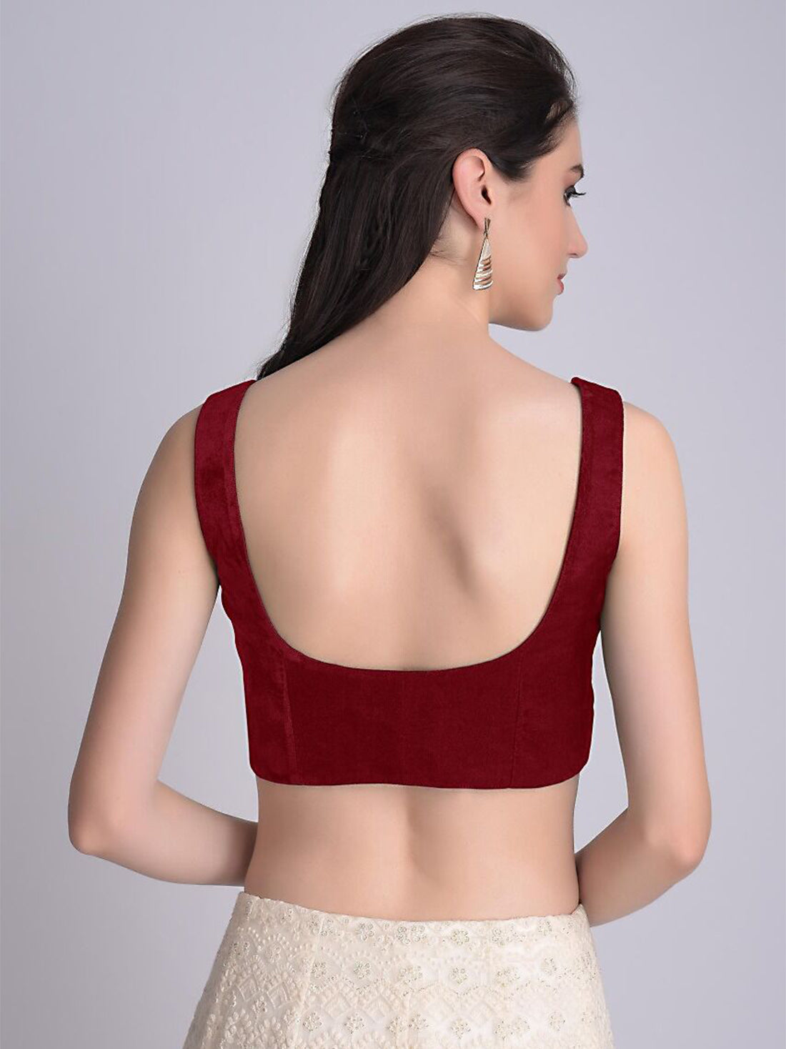 Red Velvet Strap Solid Blouse