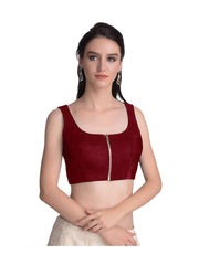 Red Velvet Strap Solid Blouse