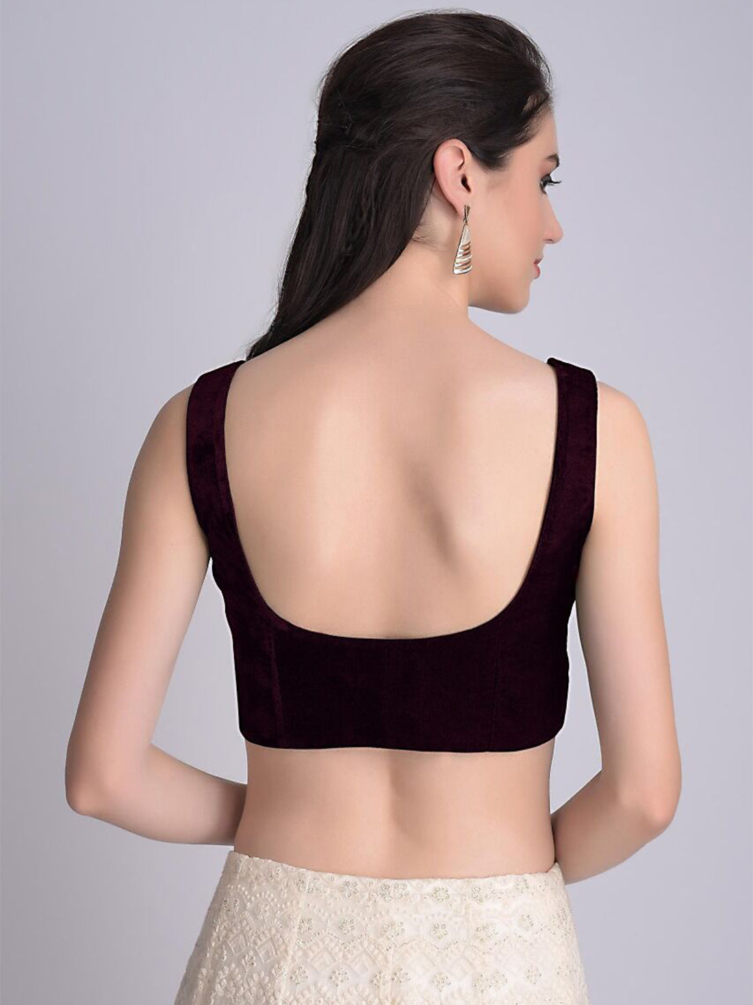 Maroon Velvet Strap Solid Blouse