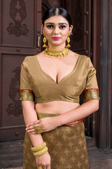 Gold Banglori Silk Half Sleeve Solid Blouse