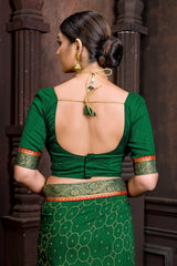 Green Banglori Silk Half Sleeve Solid Blouse