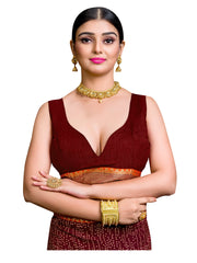 Maroon Banglori Silk Sleeveless Solid Blouse