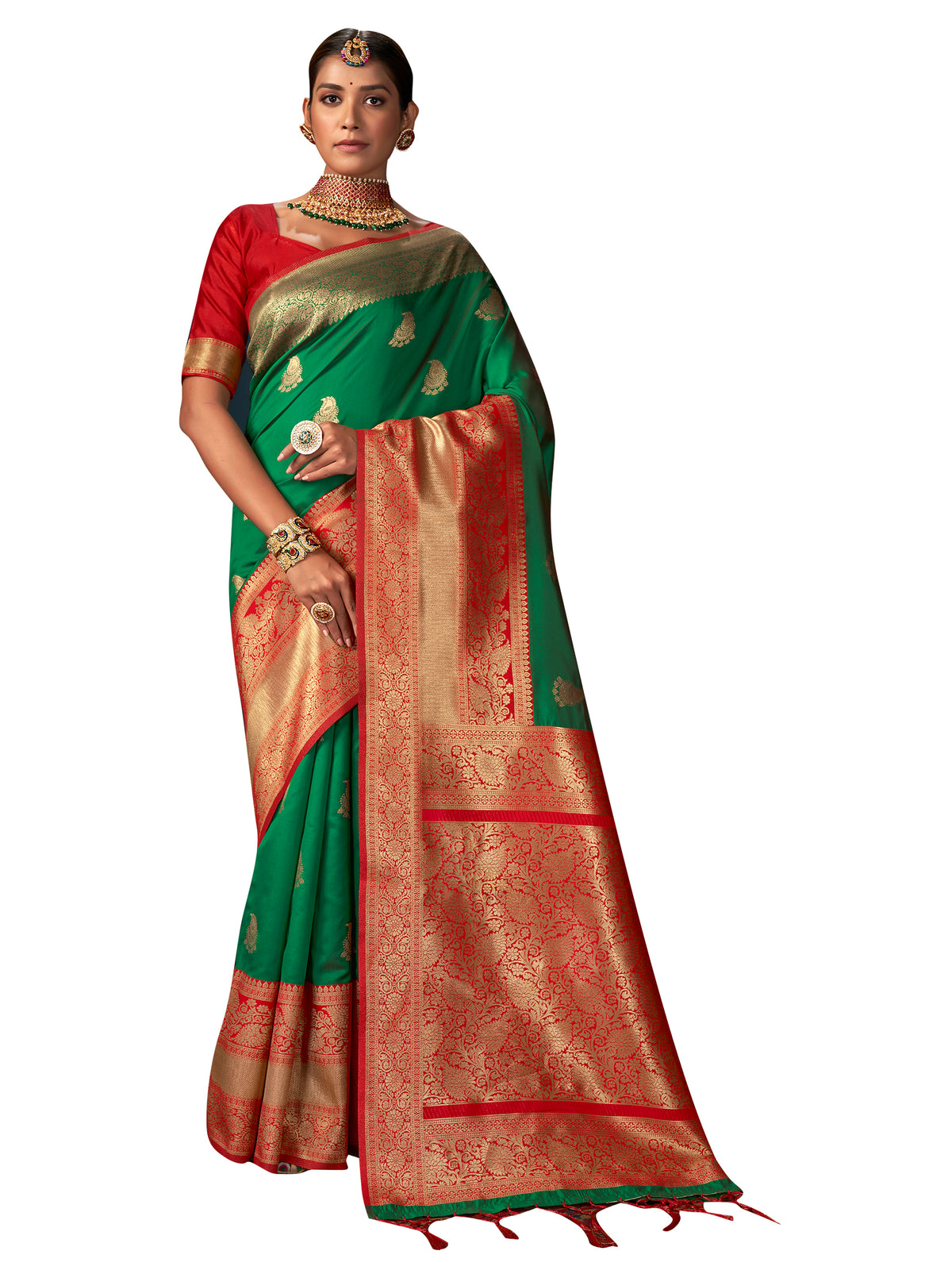 Green Banarasi Art Silk Woven Saree