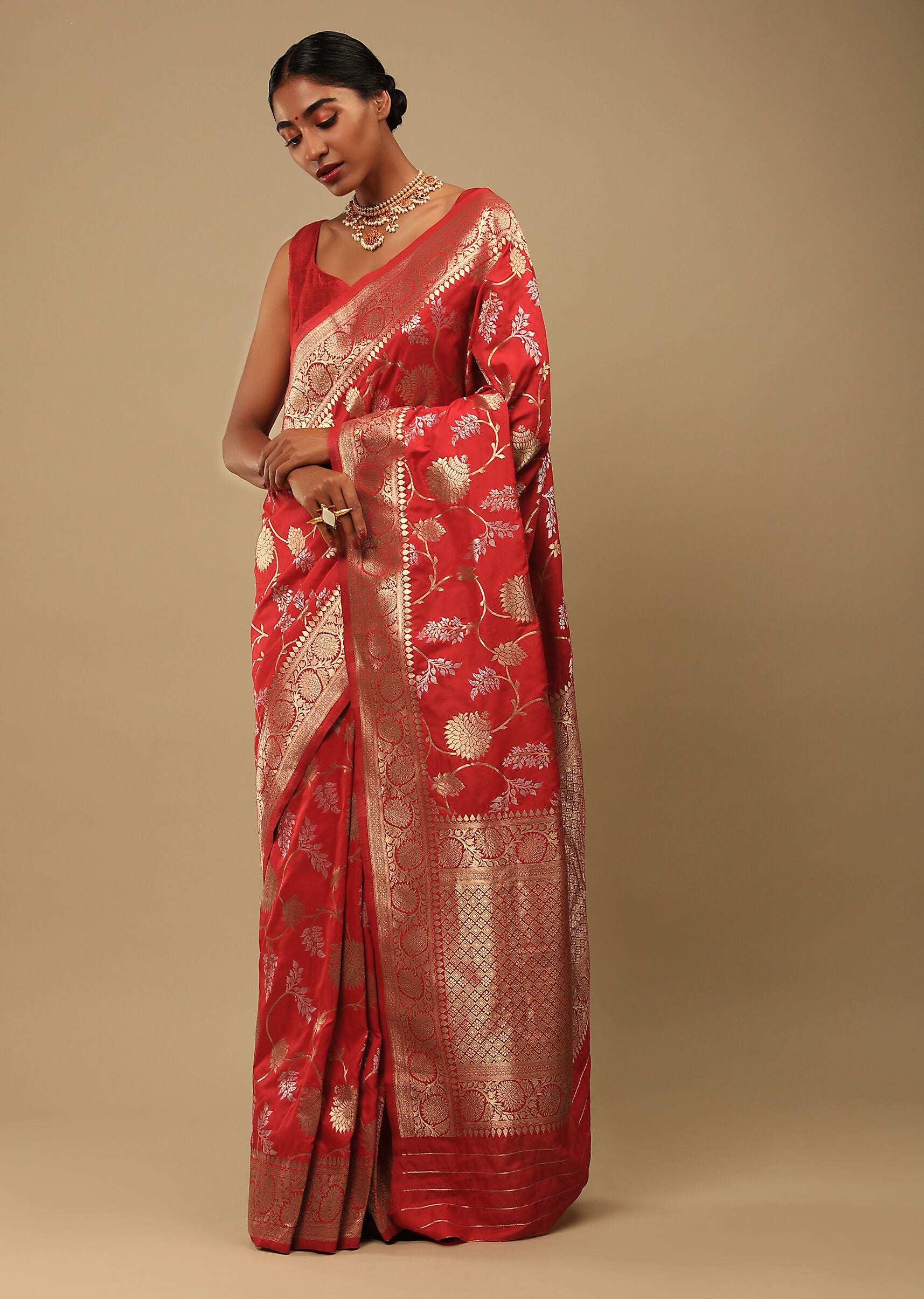 Pink Banarasi Art Silk Woven Saree