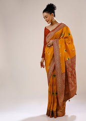 Mustard Banarasi Art Silk Woven Saree