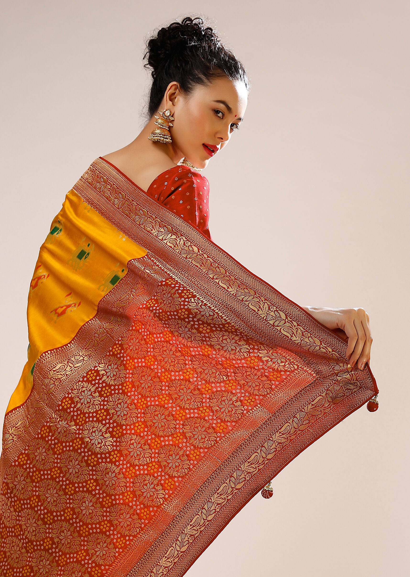 Mustard Banarasi Art Silk Woven Saree