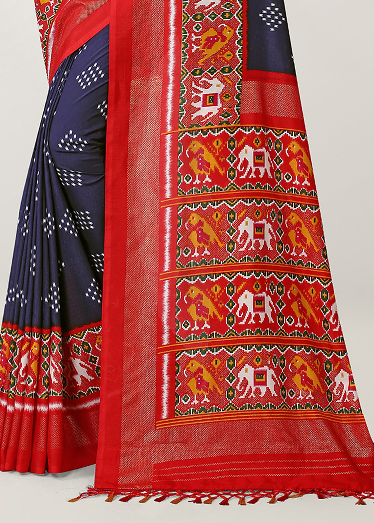 Blue Silk Cotton Foil Printed Saree