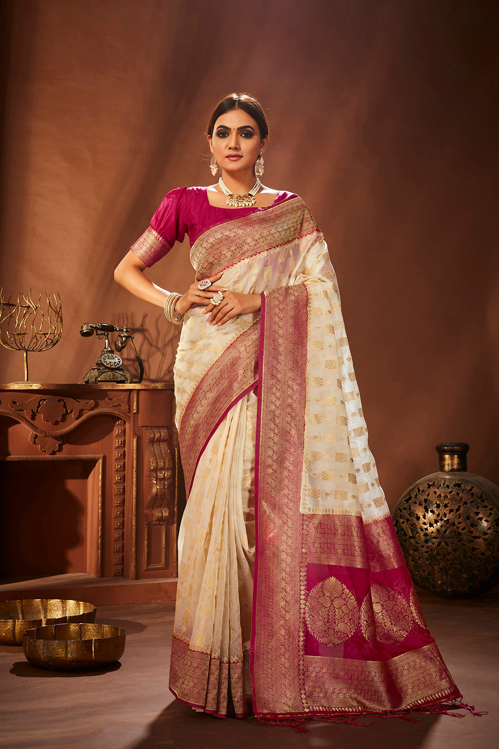 Organza Party Wear Woven Saree