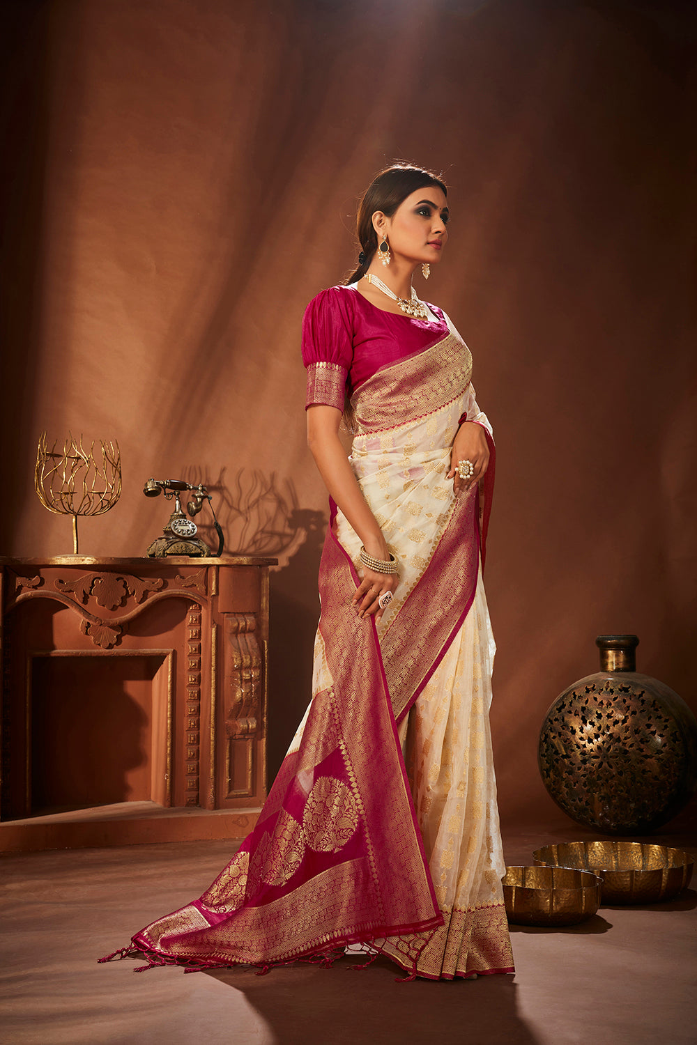 Organza Party Wear Woven Saree