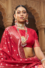 Light Salmon Pink Readymade Indian Cotton Silk Lehenga Choli Set for Women With Designer Blouse and Dupatta For Wedding