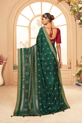 Lunar Green Cotton Silk Bandhani Print Saree