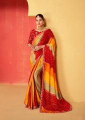 Multi Moss Chiffon Foil Print Saree