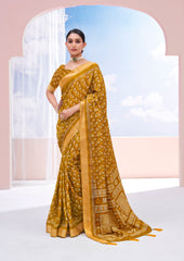 Pirate Gold Dola Silk Chevron Print Saree