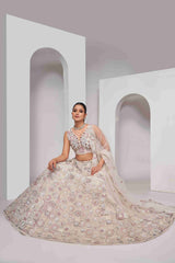 Ivory Net Sequins Lehenga Choli