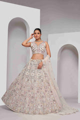 Ivory Net Sequins Lehenga Choli