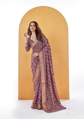 Purple Mauve Dola Silk Bandhani Print Saree