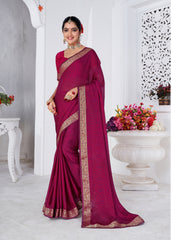 Pansy Purple Moss Chiffon Bandhani Print Saree