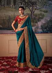 Sherpa Blue Vichitra Gota Patti Saree