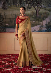 Sandy Brown Vichitra Gota Patti Saree