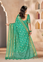 Pine Green Dola Silk Floral Print Saree