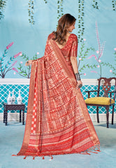 Dusty Pink Dola Silk Block Print Saree