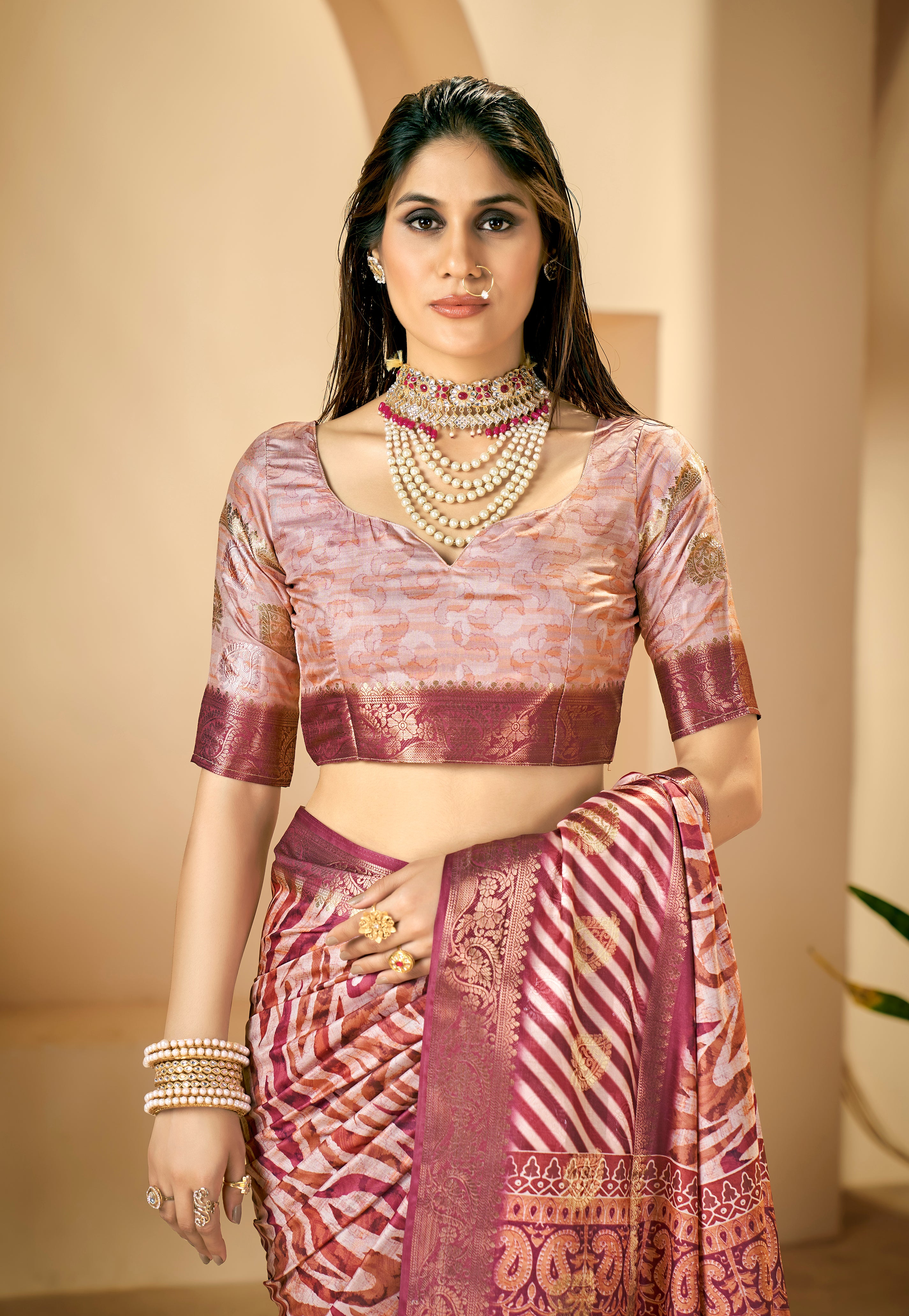 Multi Dola Silk Abstract Print Saree