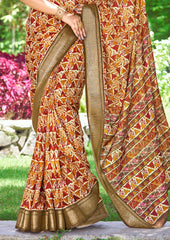 Multi Kalamkari Silk Geometric Print Saree