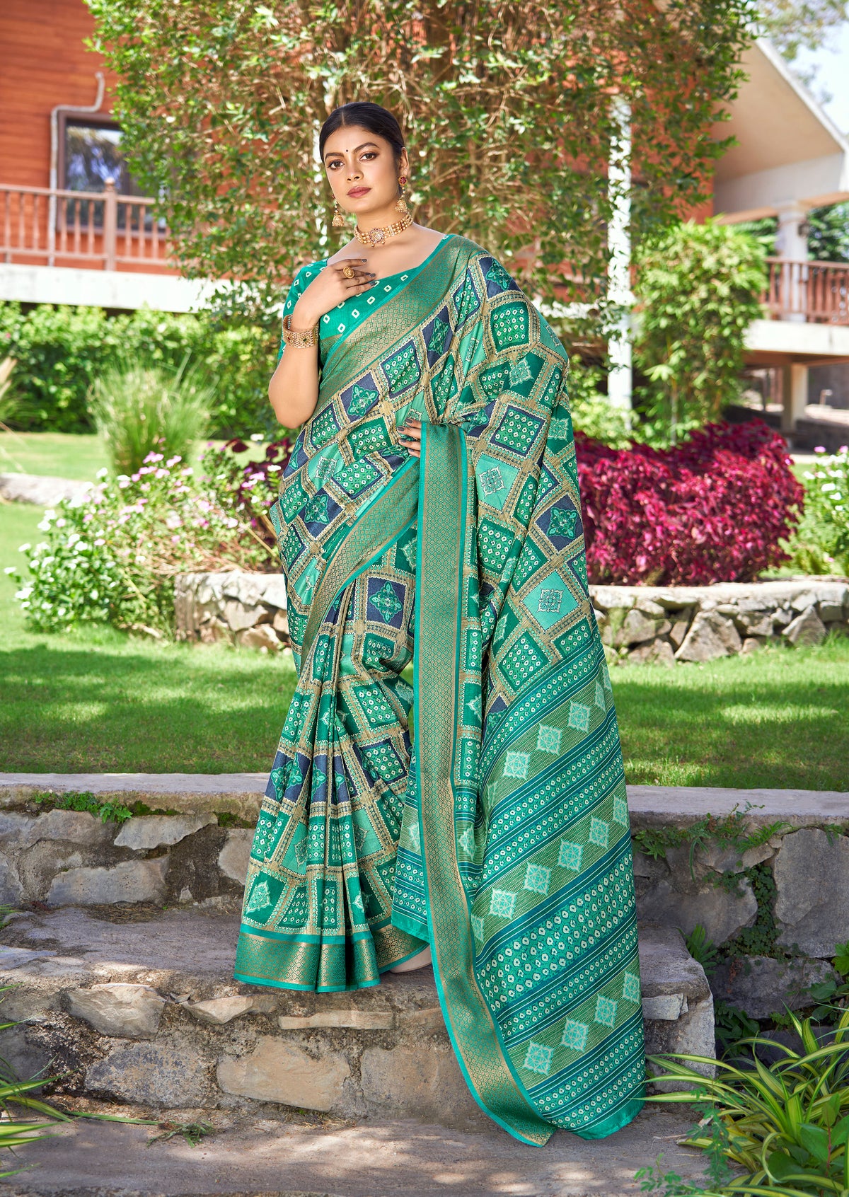 Multi Kalamkari Silk Block Print Saree