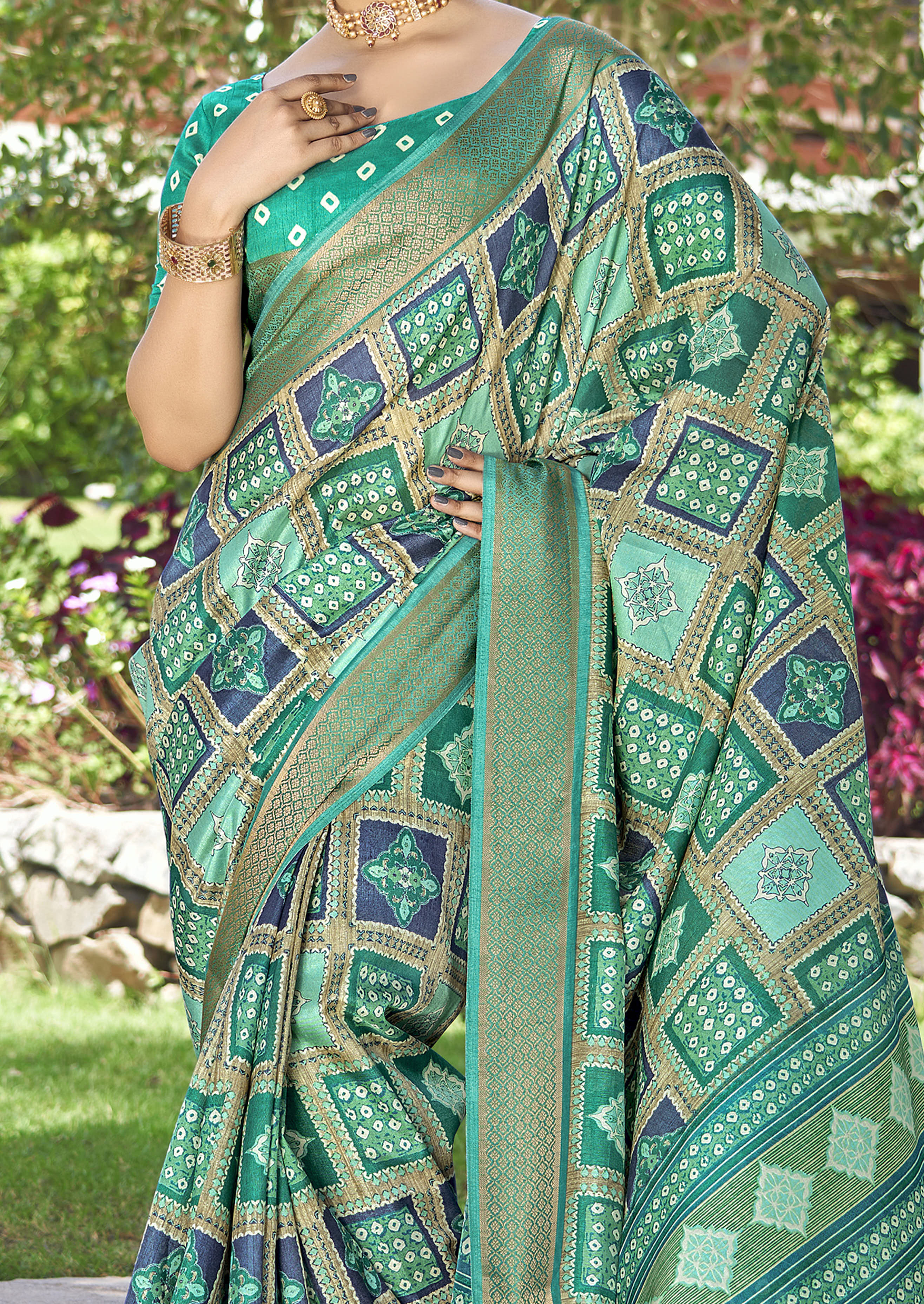 Multi Kalamkari Silk Block Print Saree