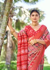 Multi & Pink Kalamkari Silk Block Print Saree