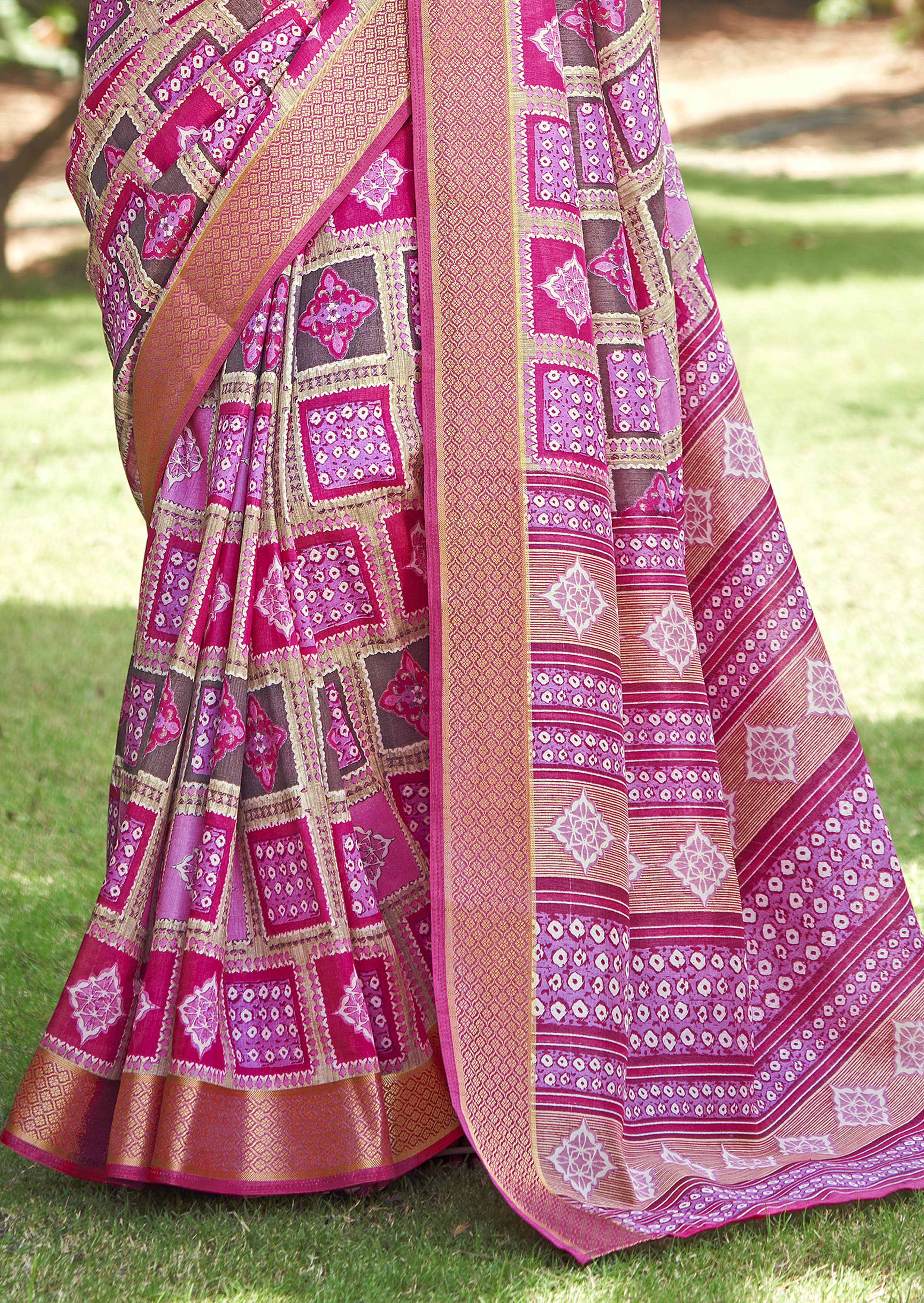 Multi Kalamkari Silk Block Print Saree